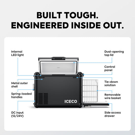 ICECO VL45Plus Single Zone 44QT 3 Way Access Portable Freezer Black