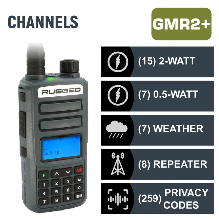 GMR2 Plus - 2W GMRS Handheld Radio - 2 Pack