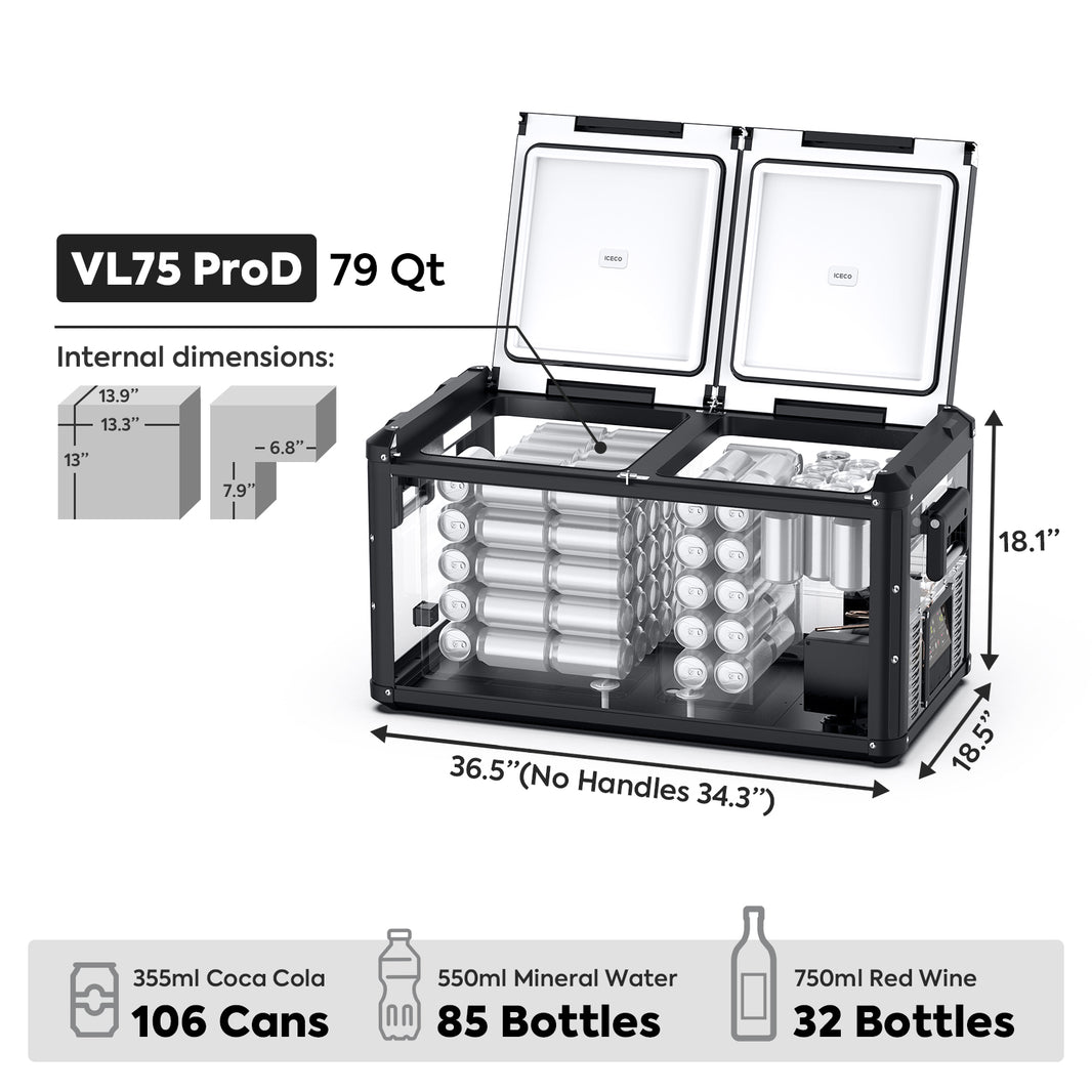 ICECO VL75ProD 12V Heavy Duty Fridge Freezer 75 LT